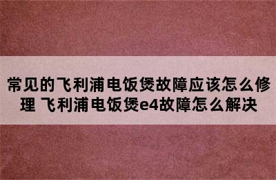 常见的飞利浦电饭煲故障应该怎么修理 飞利浦电饭煲e4故障怎么解决